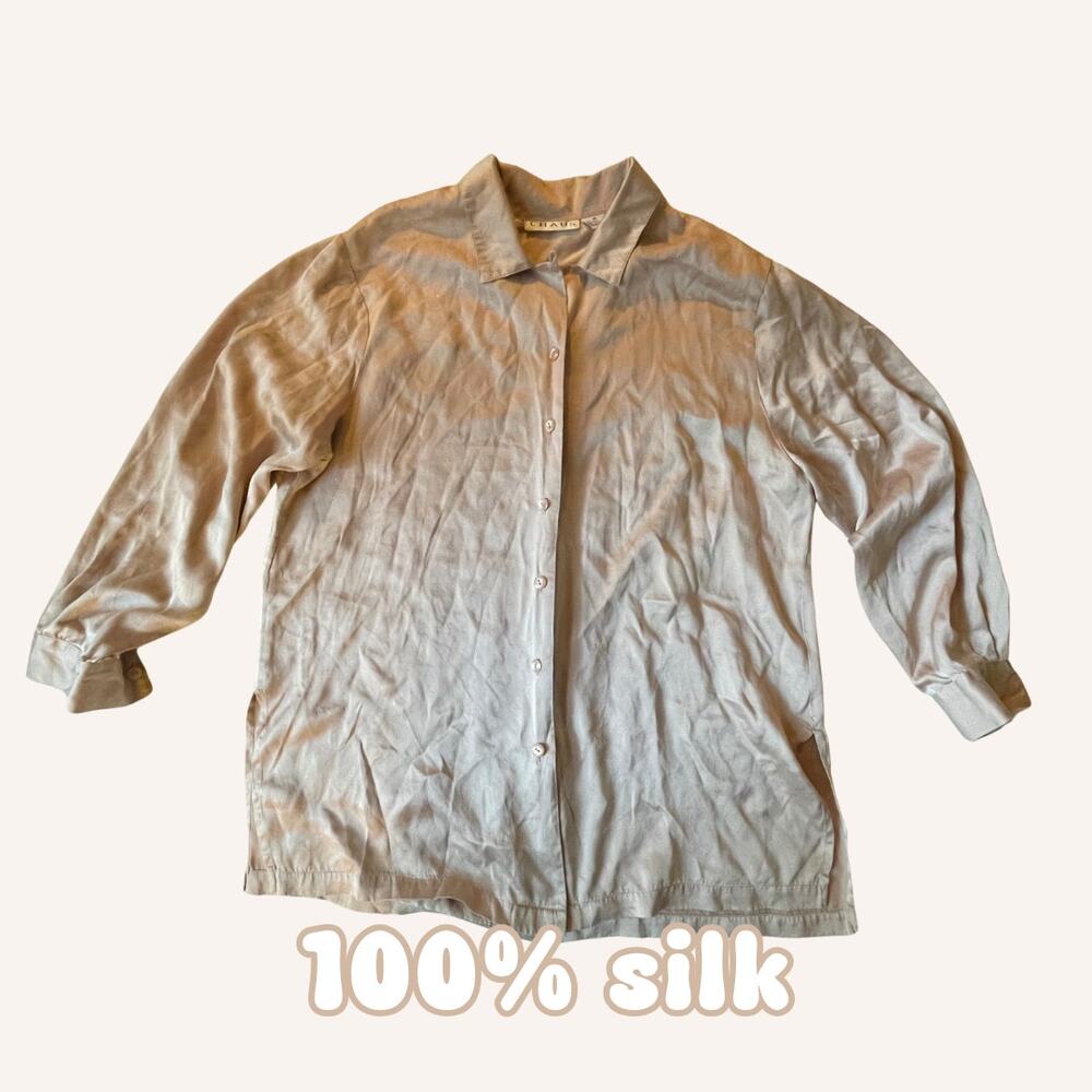 CHAUS 100% silk blouse light mauve pink blush size 14
